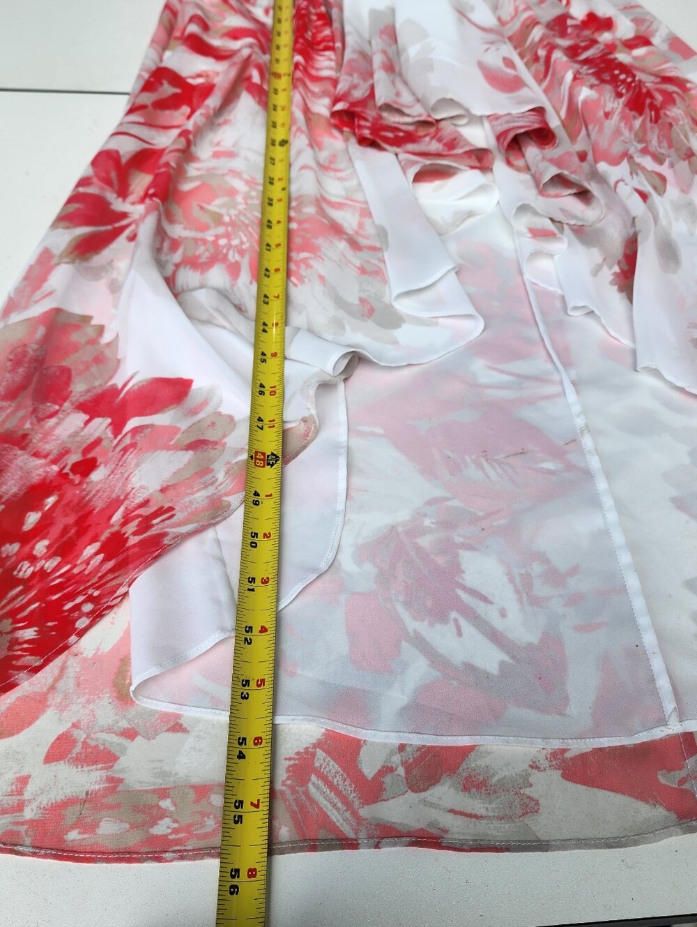 WHBM Sleeveless Floral High-Low Maxi Dress White Pink Sleveless Chiffon Size 00 - Picture 13 of 14